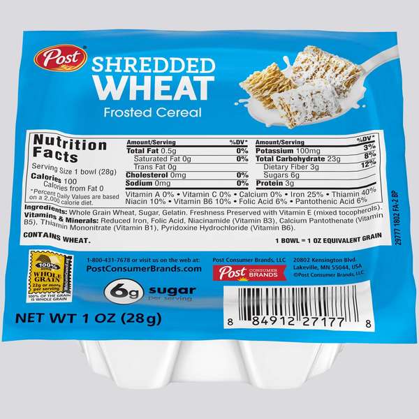 Post Post Frosted Shredded Wheat Cereal 1 oz. Bowl, PK96 27177